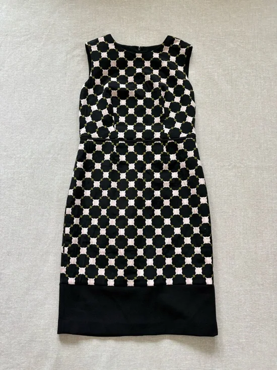 Ann Taylor Black & Pink Geometric Midi Sheath Dress - Picture 2 of 13